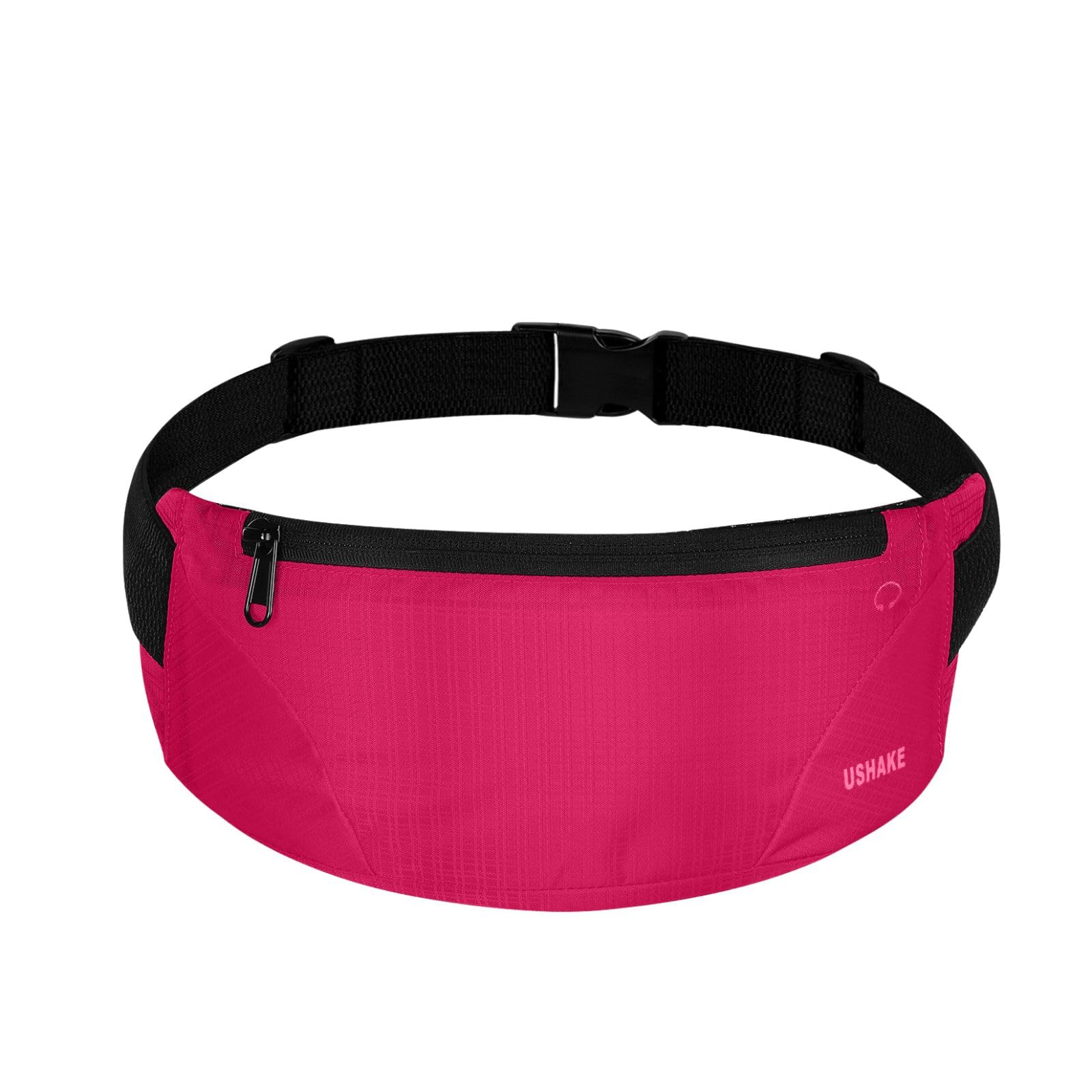 USHAKE Running Belt,Men or Women Ultra Light Bounce Free Waist Pouch Bag Fitness Workout Belt Sport Waist Pack Exercise Waist Bag for iPhone Samsung LG in Running Gym Marathon, PINK