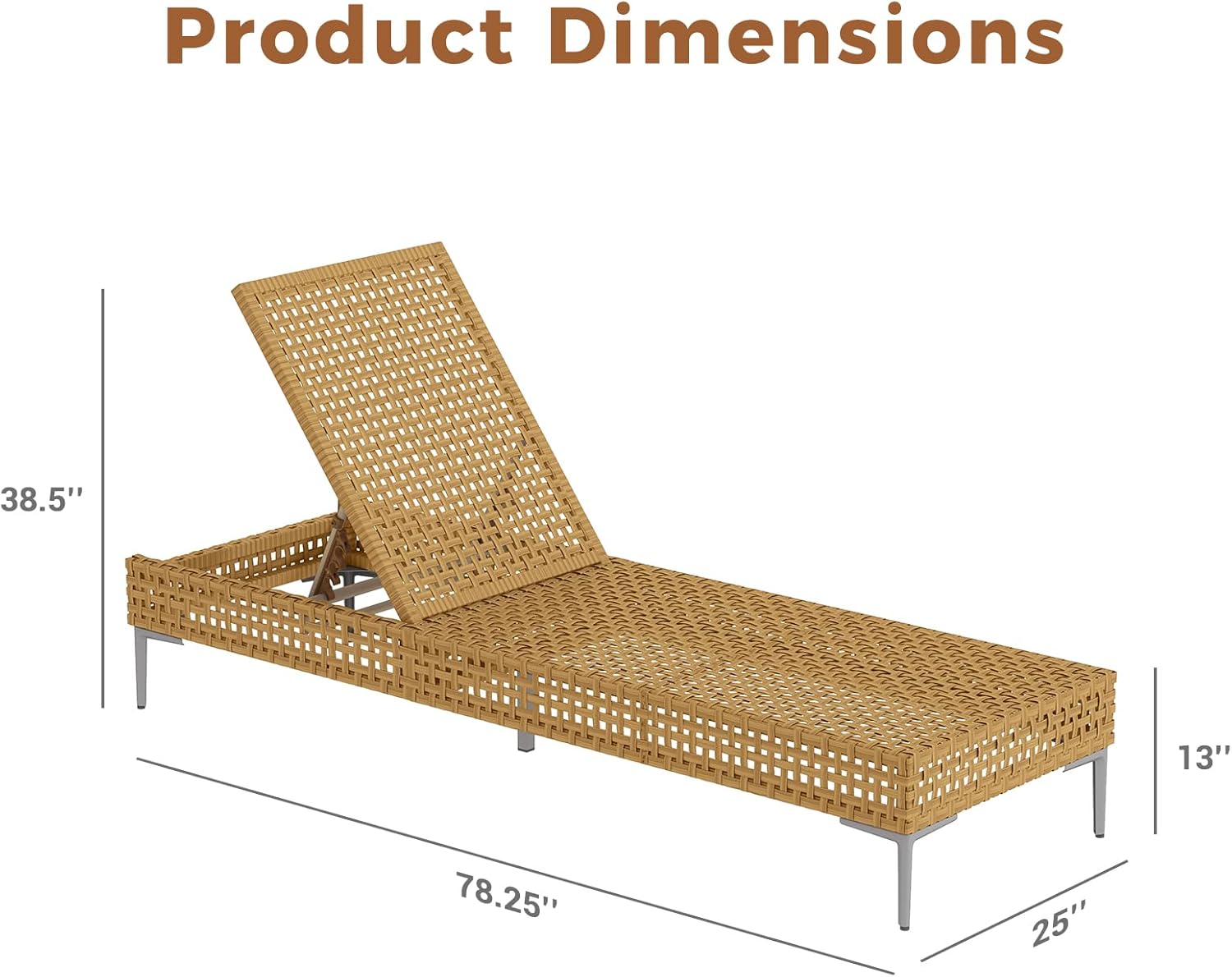 Grand patio Outdoor Wicker Chaise Lounge g Chair 3 Adjustable Reclining Backrest Positions for Poolside Beach, Cream