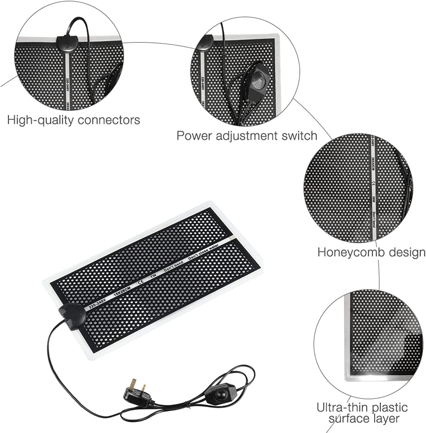 NEKOSUKI Reptile Heating Pad with Temperature Adjustment, 14W 11x11IN