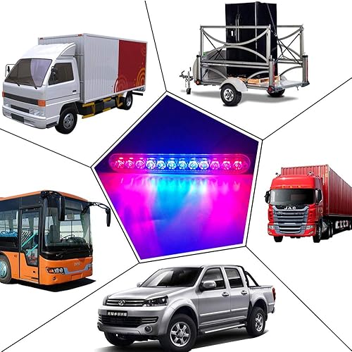 Miniatura 6 de 2 unids 12LED rojo y azul LED de cabeza de luz de emergencia luz de advertencia de peligro intermitente barra de luz estroboscópica de recuperación