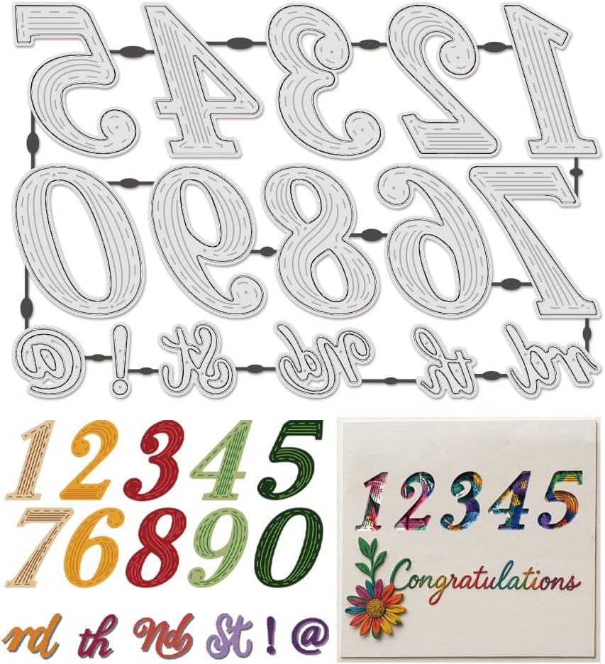 UNICRAFTALE 46Pcs Alphabet and Number Metal Cutting Dies for Card Making Letters Alphabet Metal Die Cuts with Signs Carbon Steel Embossing Template Scrapbooking Template for DIY Photo Album Decoration