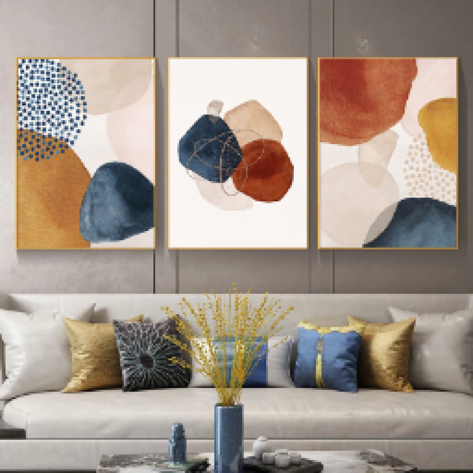 Impression nordique orange et affiche salon abstrait pour décor moderne - 8