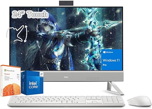 Dell-All in One Desktop-Computer 24 inch Touchscreen FHD IPS Display -Intel Core 7 150U Beat i7-1355U- 32GB RAM -1TB PCIe SSD -Windows 11 Pro Office 365 One Year -Wired Keyboard Mouse Set -Business