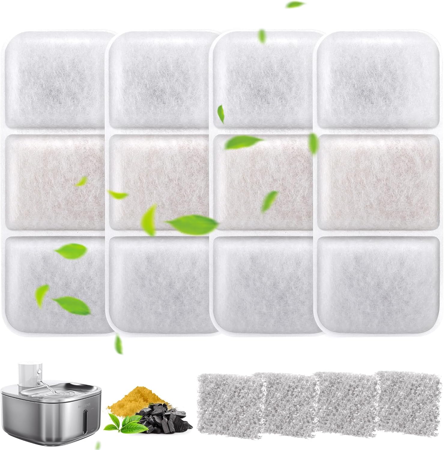 Pack de 4 Filtros y 4 Esponjas para Fuente de Agua IWEEPET PL-01