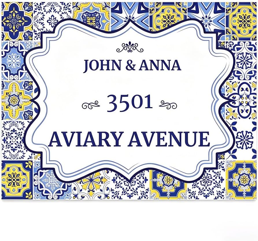 Custom Ceramic Tile House Number Plaque | Personalized Couple Name & Address Sign | Welcome | For Home Porch Entryway Kitchen Decor & Wedding Housewarming