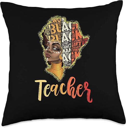 Black Smart Teacher Afro Love Melanin African Almohada para mujer, 18 x 18 pulgadas, multicolor