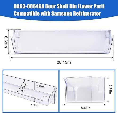 Miniatura 4 de DA63-08646A - Estante para puerta de refrigerador, estante de repuesto para refrigerador compatible con Samsung RT21M6213SR, RT21M6215SG