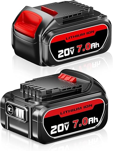 Paquete de 2 baterías de repuesto de 7000 mAh para Dewalt de 20 V, compatible con DCB205 iones de litio MAX DCB204 DCB206 DCB201 DCB203 DCB181