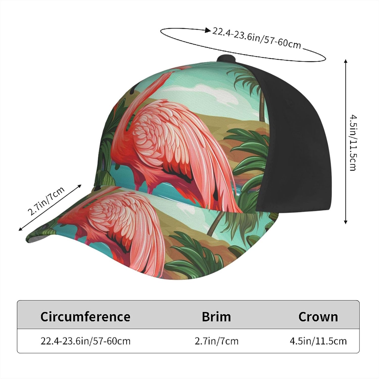 Tropical Flamingo Baseball Caps for Women Men Golf Dad Hat Adjustable Sun Hat Fashion Sports Caps Black