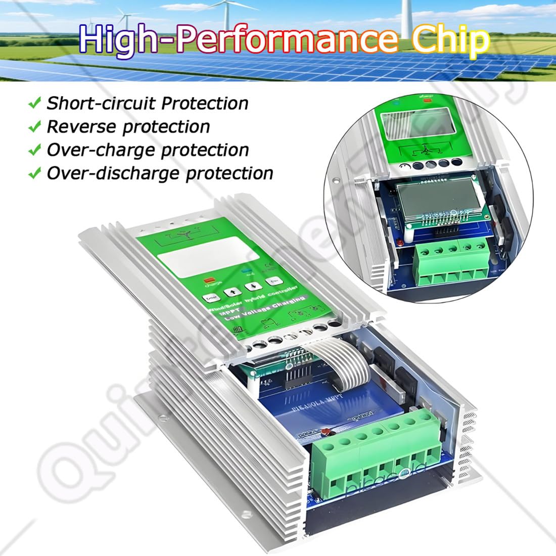 off Grid Mppt Wind Solar Hybrid Controller,Regolatore Carica Ibrido Solare Eolico App WiFi Mobile,umidità 10%~90% (Senza Condensa),Classe Protezione Ip30,per Eolico Pannelli 6000W