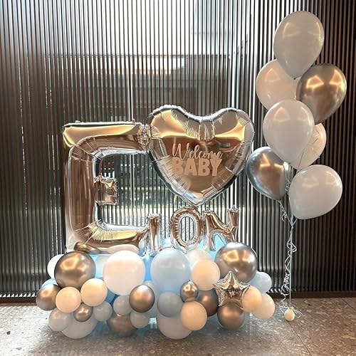 Vista 52 de Globos plateados de la letra M de 40 pulgadas, globos grandes del alfabeto M, globos plateados de papel de aluminio para decoración de cumpleaños