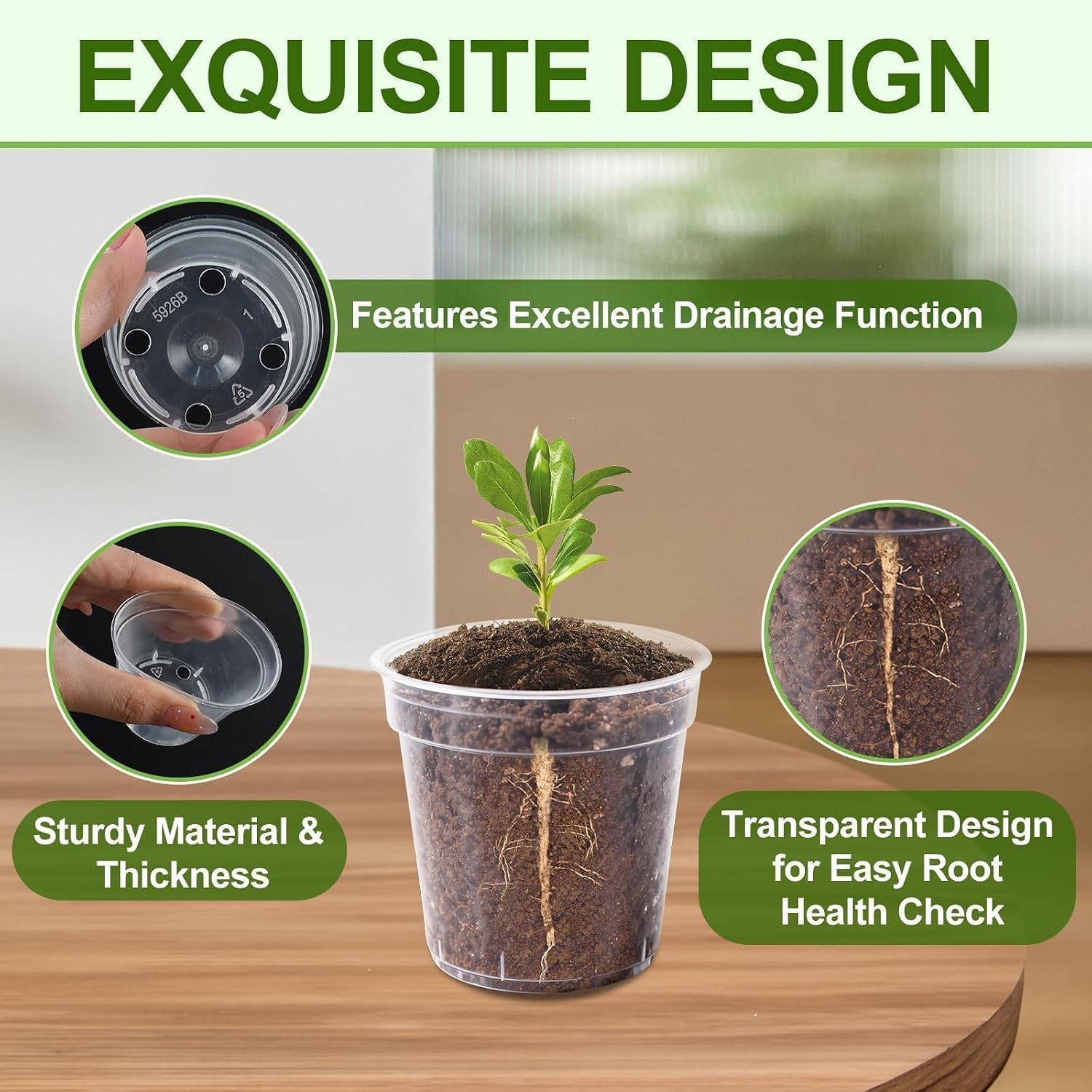 120 Pcs 2 Inch Clear Mini Nursery Pots for Plants, Plastic Seedling Clear Plant Pots with Drainage Holes, Seed Starting Trays for Various Seeds Indoor & Outdoor Flower Planters