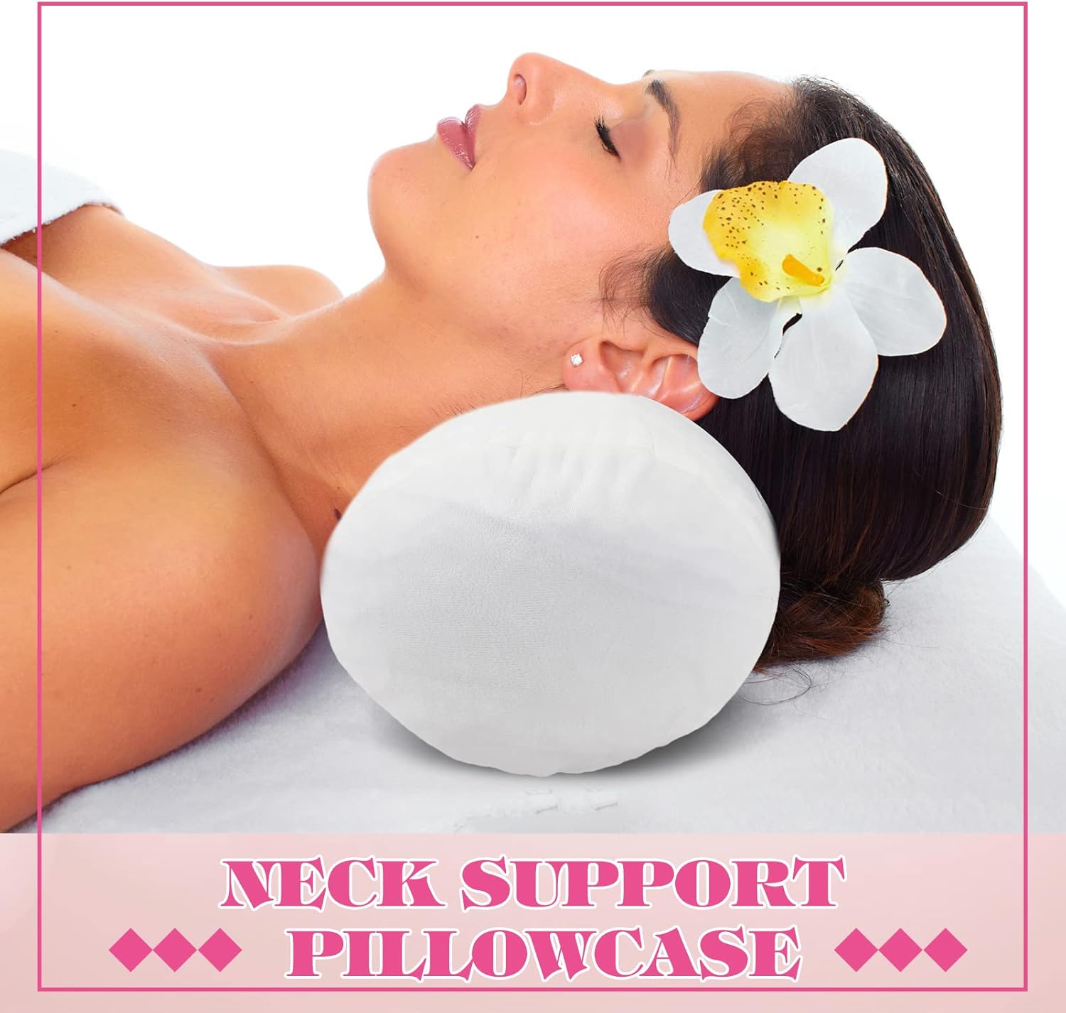 Newwiee 2 Pcs Neck Roll Pillow Cover 17x7 Inch Round Cervical Pillow Covers with Zipper Cylinder Neck Roll Pillowcase Soft Bolster Pillowcases for House Home Decor Cylindrical Cushion(White) - Image 3