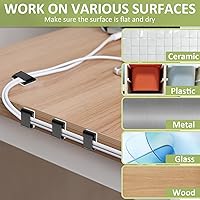 Vista 3 de 80 piezas de clips de montaje para tira de luces negras autoadhesivas, sujetadores de luz LED, soporte de montaje, abrazadera de cable, organizador