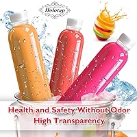 Vista 2 de Holotap 16 OZ Empty Plastic Juice Bottles Pack of 30 Clear Disposable Bulk Drink Bottles with White Tamper Evident Caps Lids (16 OZ, White)