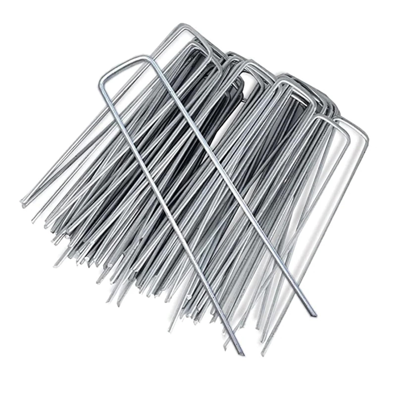 HNULGVI U-shaped garden nails Galvanised Steel Weed Membrane Pins Ground Stakes Garden