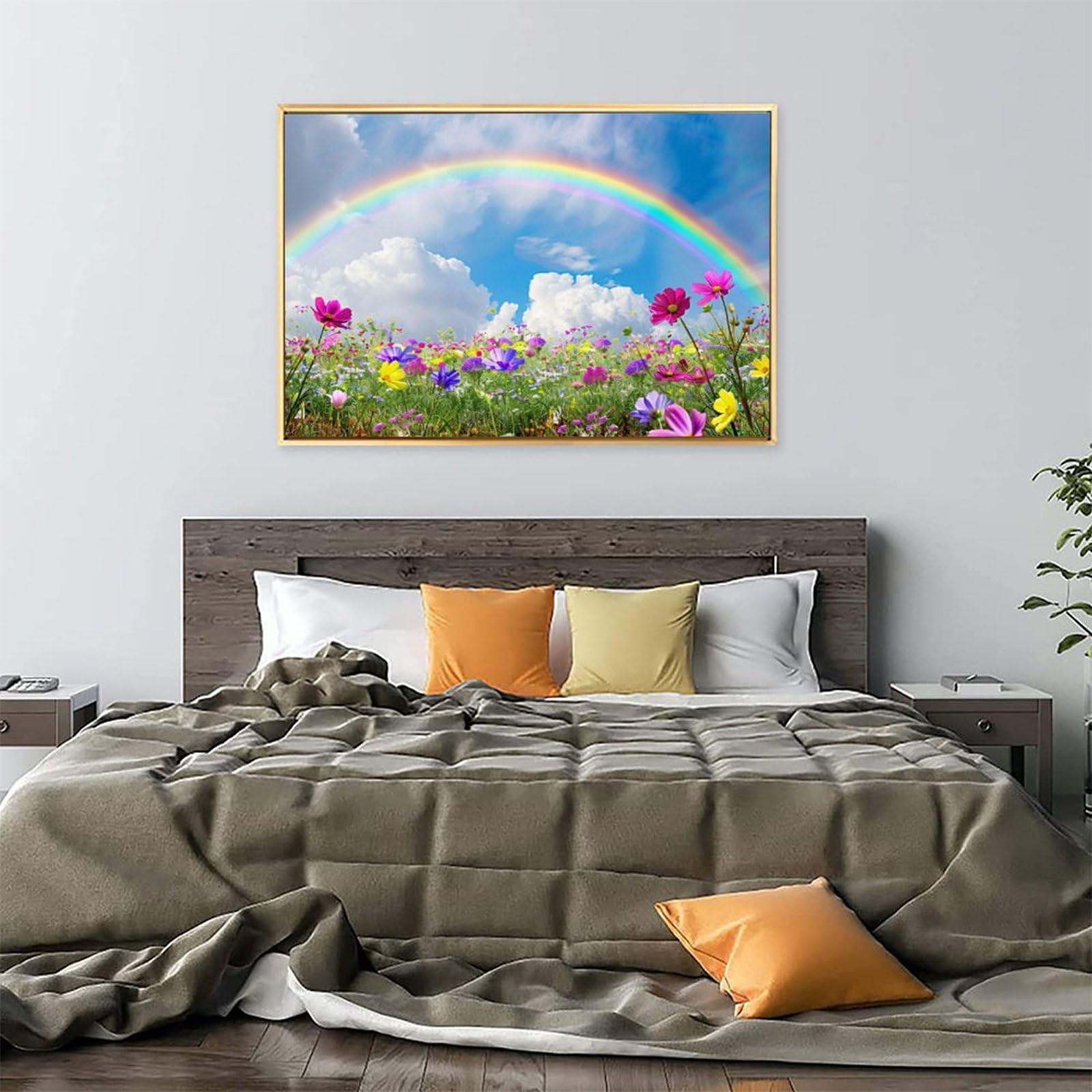 Amazon.co.jp: 絵画 虹の下の花 アートパネル ポスター 魅力的な色彩の 