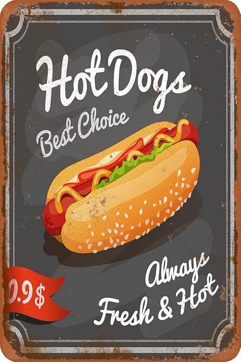 Amazon Co Jp ホットドッグアメリカンフードさびた錫のサインヴィンテージアルミニウムプラークアートポスター装飾面白い鉄の絵の個性安全標識警告アニメゲームフィルムバースクールカフェ40cm 30 産業 研究開発用品