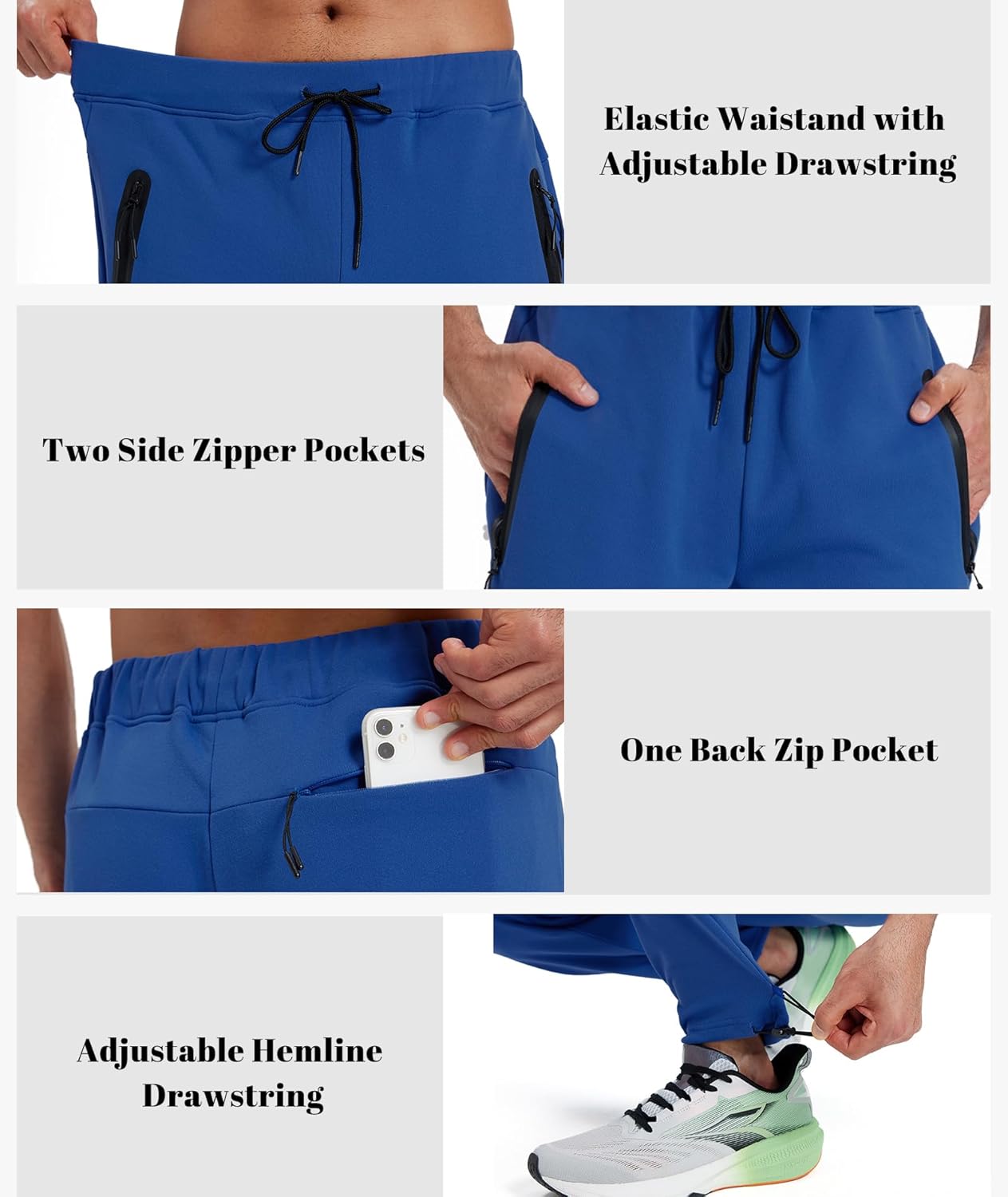 ZITY Mens Fleece Joggers Warm Winter Sweatpants with Zipper Pockets Workout Running Athletic Pants - Image 5