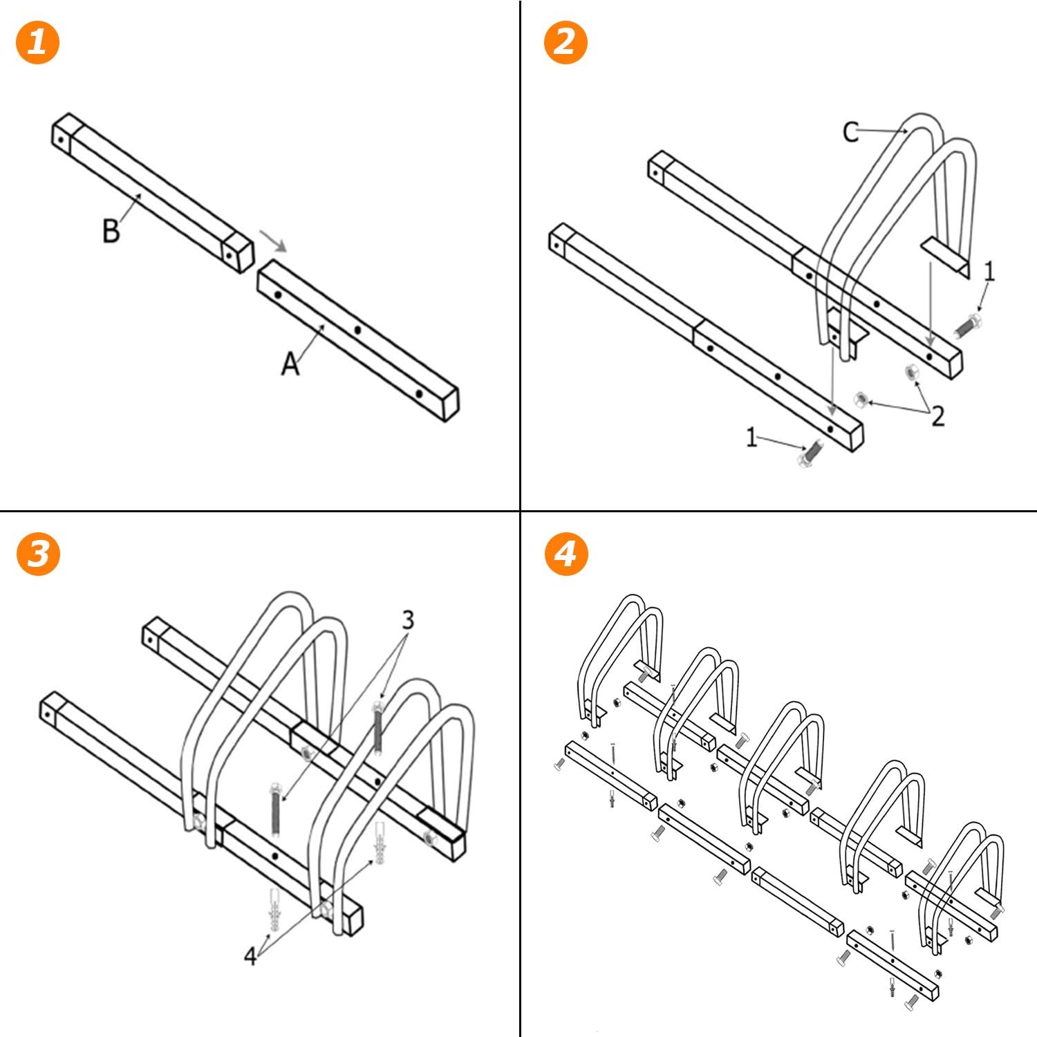 Hromee Bike Floor Parking 1-6 Rack Adjustable Bicycle Storage Organizer Stand for Garage, Silver