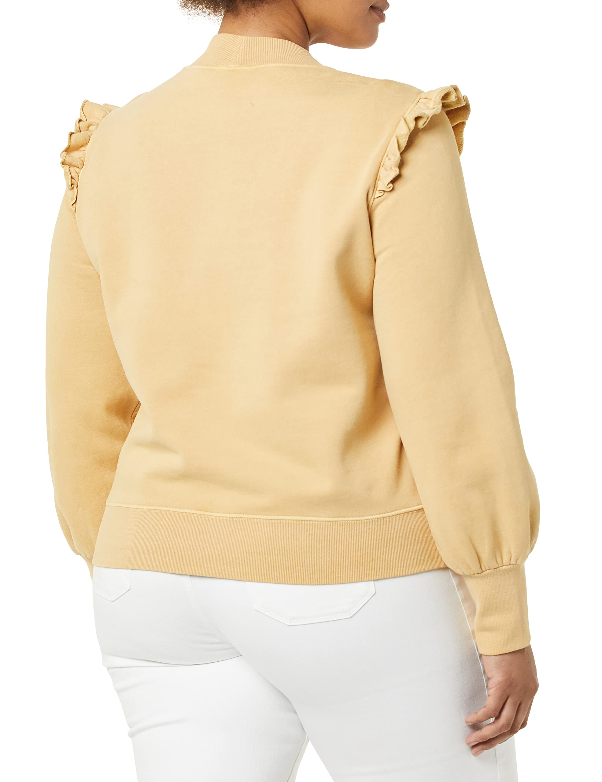 Goodthreads Felpa Girocollo Tradizionale in Pile a Maniche con Volant Donna