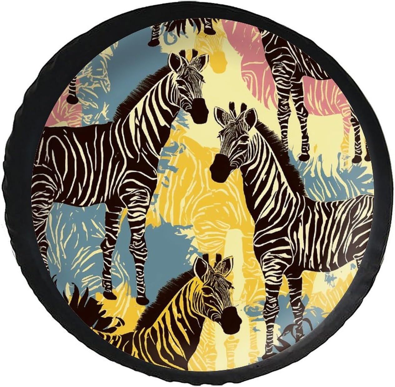 28"-34" Thickening Spare Tire Cover Giraffe and Zebra Waterproof Leather Tire Wheel Cover for Trailer Jeep RV SUV