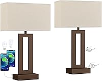 Vista 20 de Juego de 2 lámparas de mesa de noche para dormitorio, lámpara de noche táctil con USB C+A, lámparas de sala de estar regulables de 3 vías para mesas