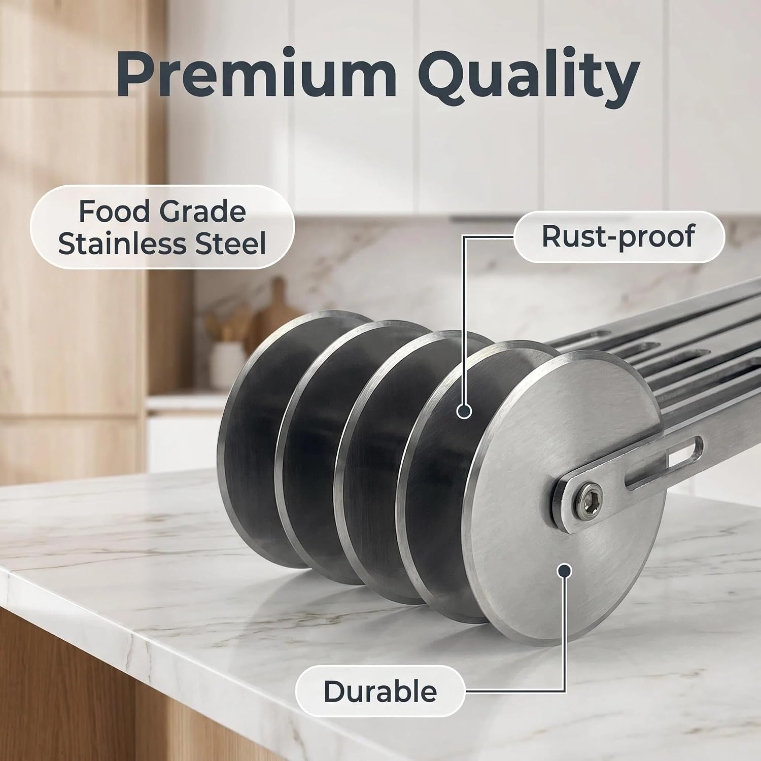 5-Wheel Pastry Cutter, Adjustable Stainless Steel Dough Divider