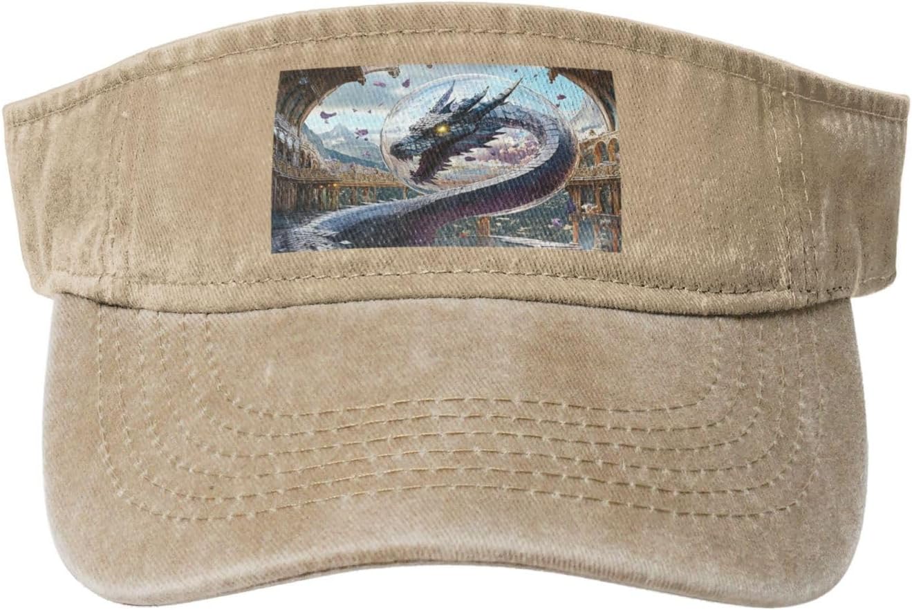 Sun Hats for Men Women Summer Sport Empty top Baseball Cotton with for Beach, Summer, European quadrupedal Dinosaur Black