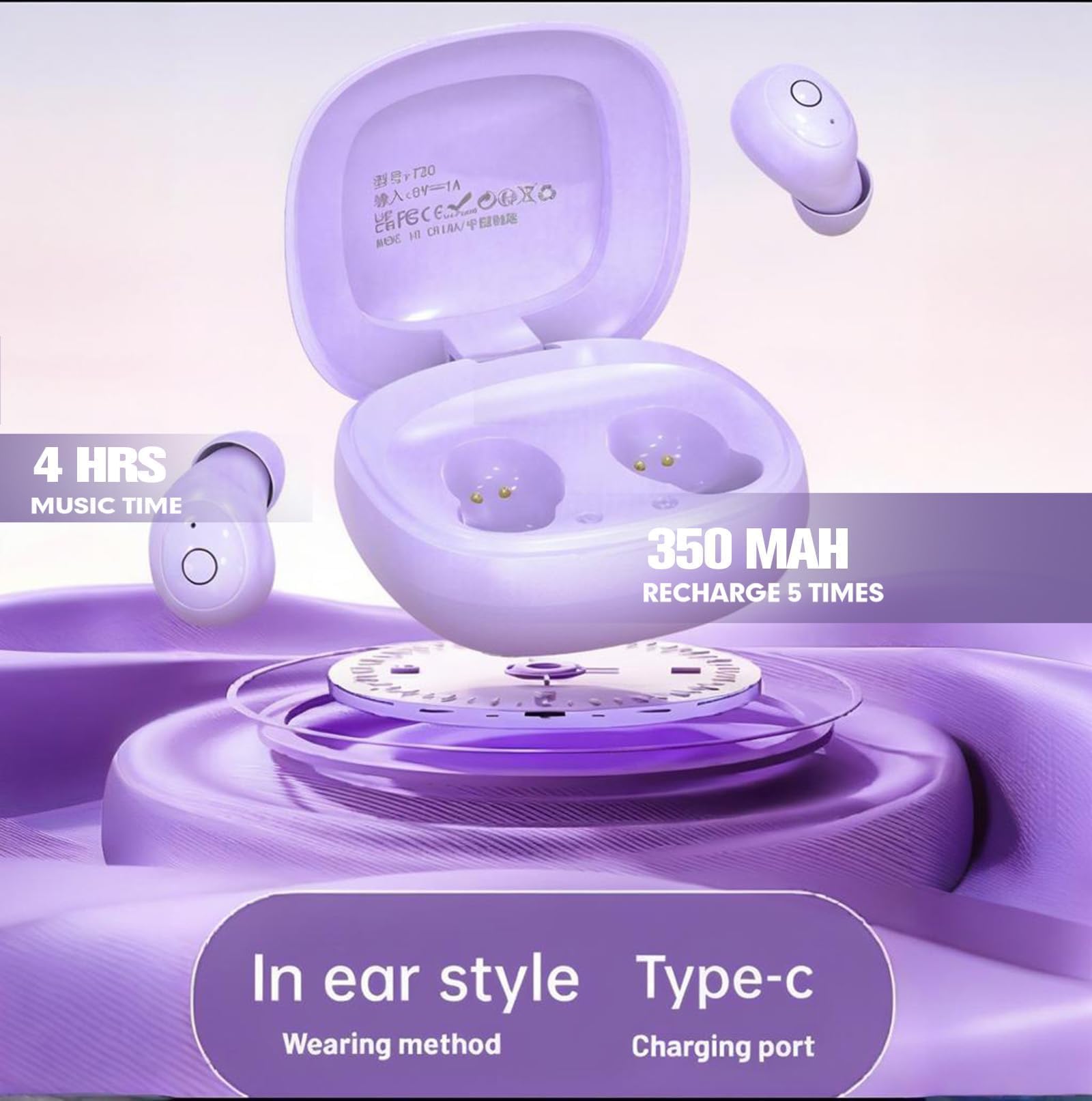 Xmenha Pequeños auriculares invisibles con Bluetooth inalámbricos ocultos para orejas pequeñas, pequeños auriculares ocultos para dormir de lado, auriculares invisibles para dormir, tono de piel