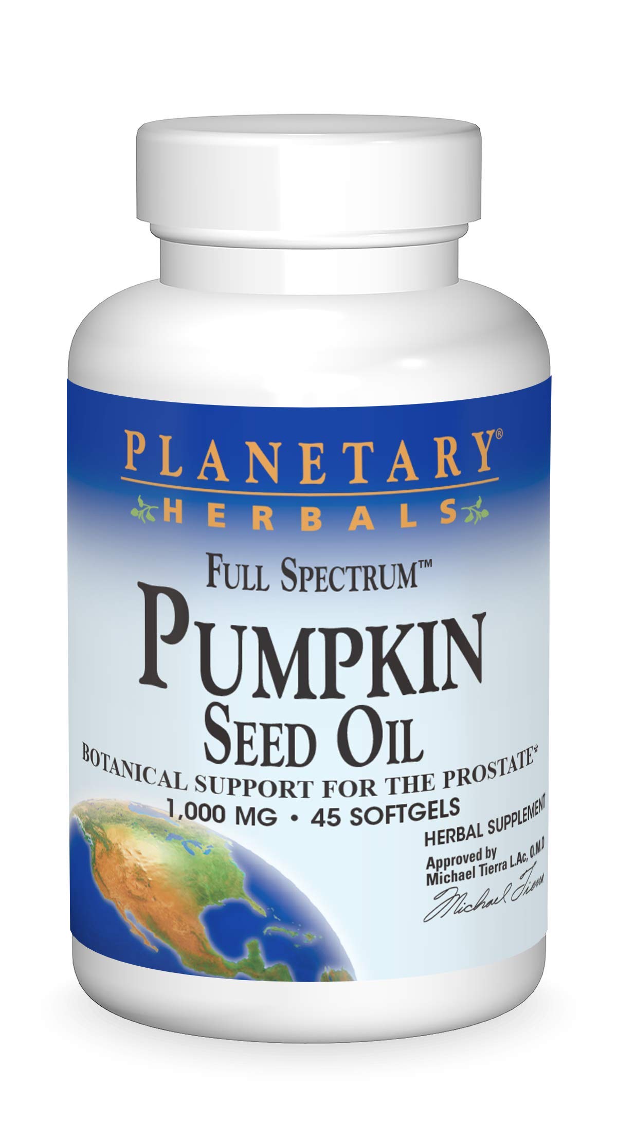 Planetary Herbals Full Spectrum Pumpkin Seed Oil Supplement, 45 Count