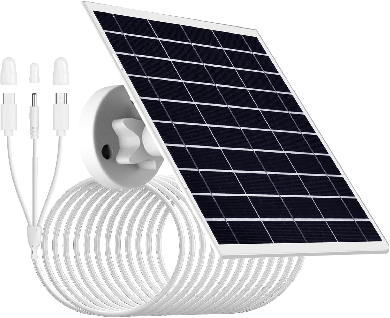 Panneau solaire 9W/5V pour caméra de sécurité avec câble de charge 3 en 1 de 3m (micro USB,connecteurs Type-C et DC3,5x1,35),étanchéité IP66,compatible avec les caméras à batterie faible