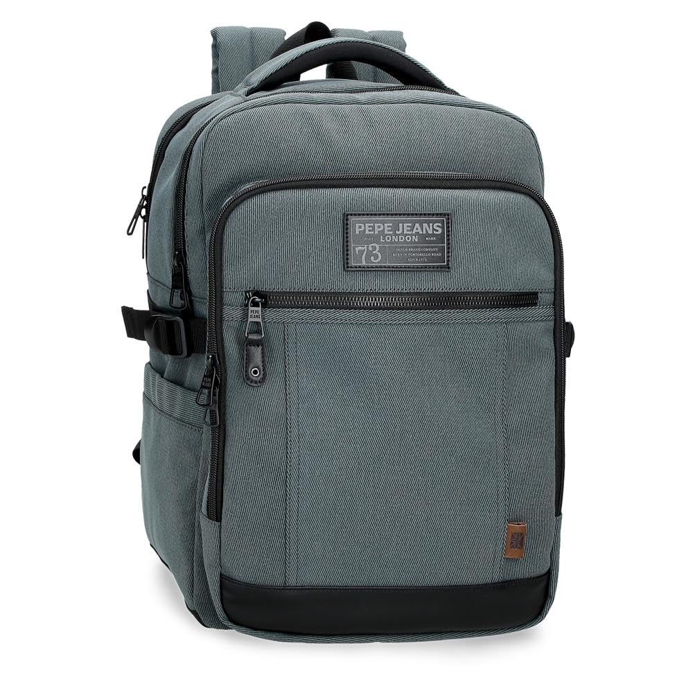 Pepe Jeans Aiden Adaptable Laptop Backpack 15.6" Inches Navy 28x40x16 cm Polyester with Synthetic Leather Details 18.82L by Joumma Bags