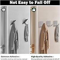 Vista 4 de Livabber Adhesive Towel Hooks, 304 Stainless Steel Self Sticky Wall Hooks Waterproof Shower Hooks for Robe/Clothes, No Drilling Towel Hangers for