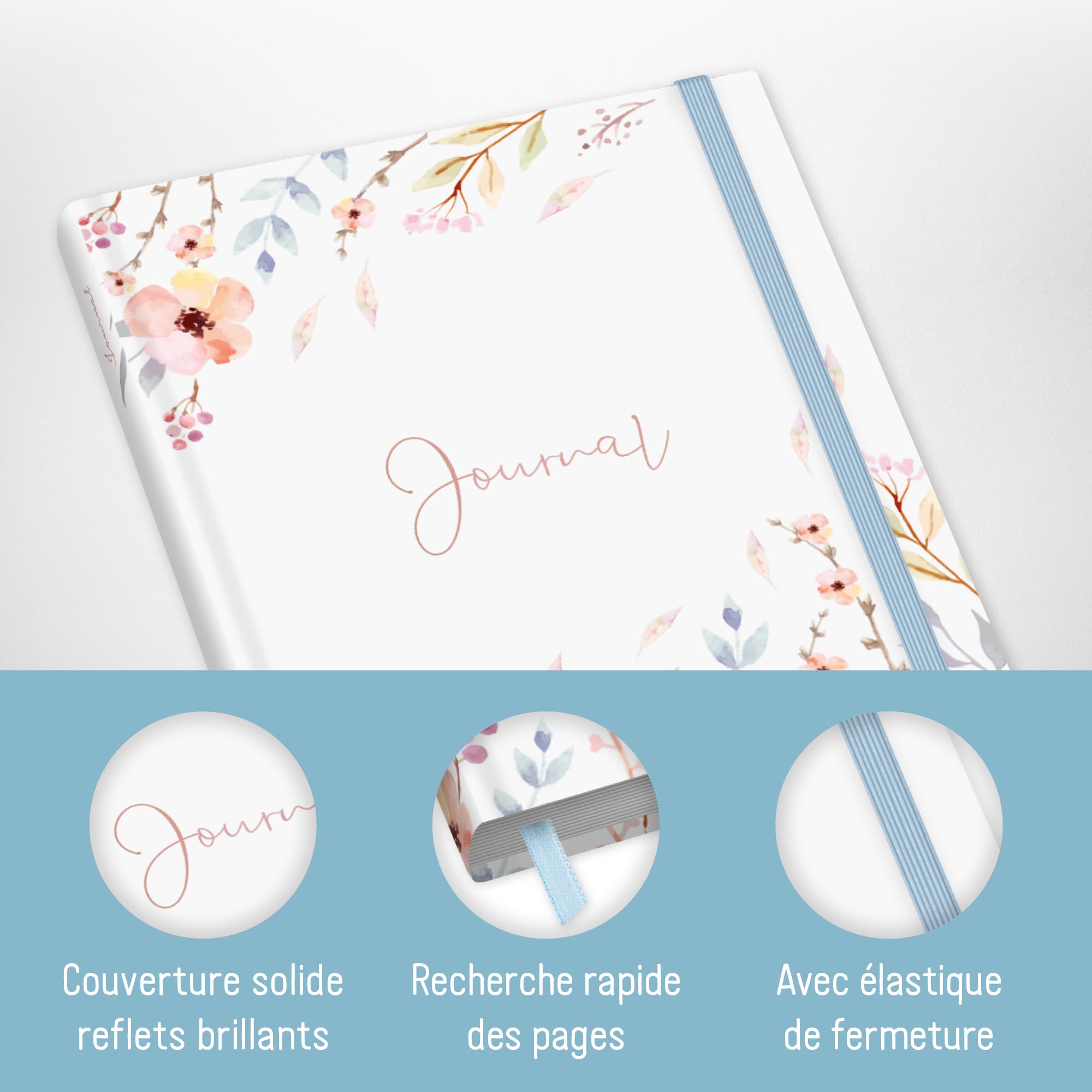 Paper&You Bullet Journal A5 Dotted Pretty Flowers – 156 Pages Numérotées, Élastique, Ruban – Carnet Éco-responsable FSC