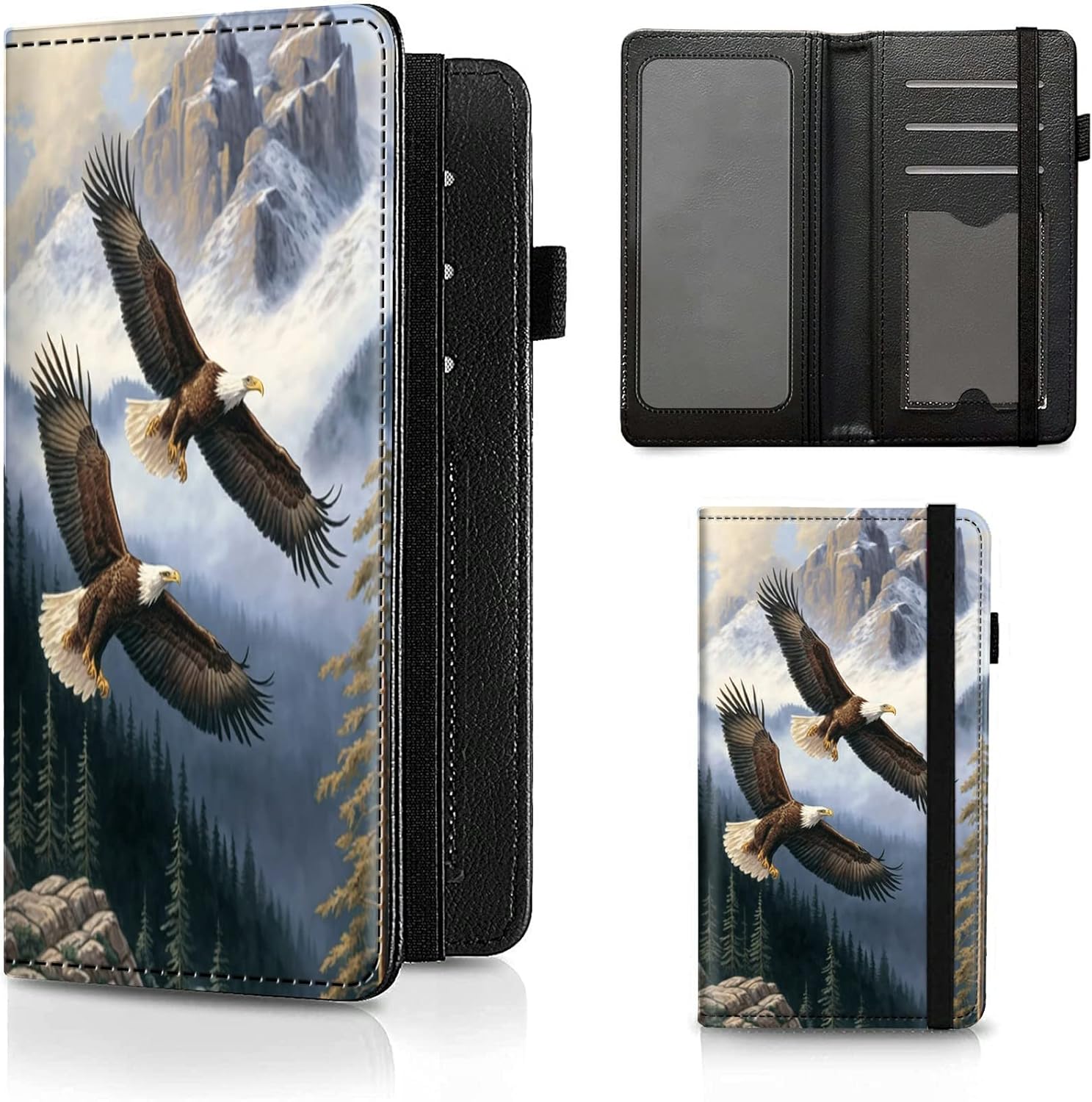 BEOTIWAD Checkbook Cover Soaring Eagle Pattern Premium
