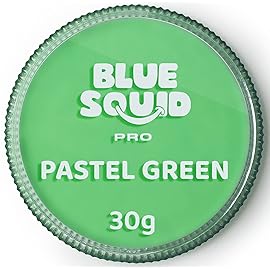 Blue Squid Face Paint Water Based Single Cake Professional Face Paint & Body Paint - Water Activated, Kids Adults Face Painting for Costume, Halloween Makeup, Cosplay - Pastel Green Face Paint 30g