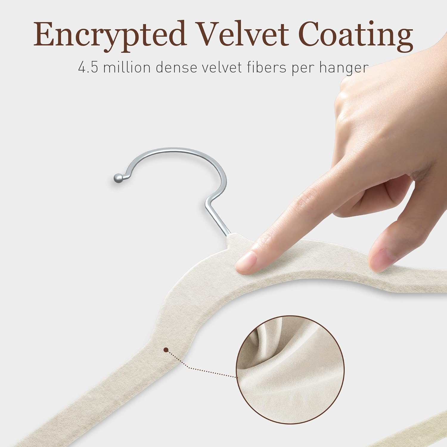 Velvet Hangers 100 Pack, Slim Non-Slip Clothes Hangers Space-Saving for Closet, Heavy Duty for Pants, Coats, Skirts, Jeans, Sweaters and More, Nylon-Flocked, Ivory