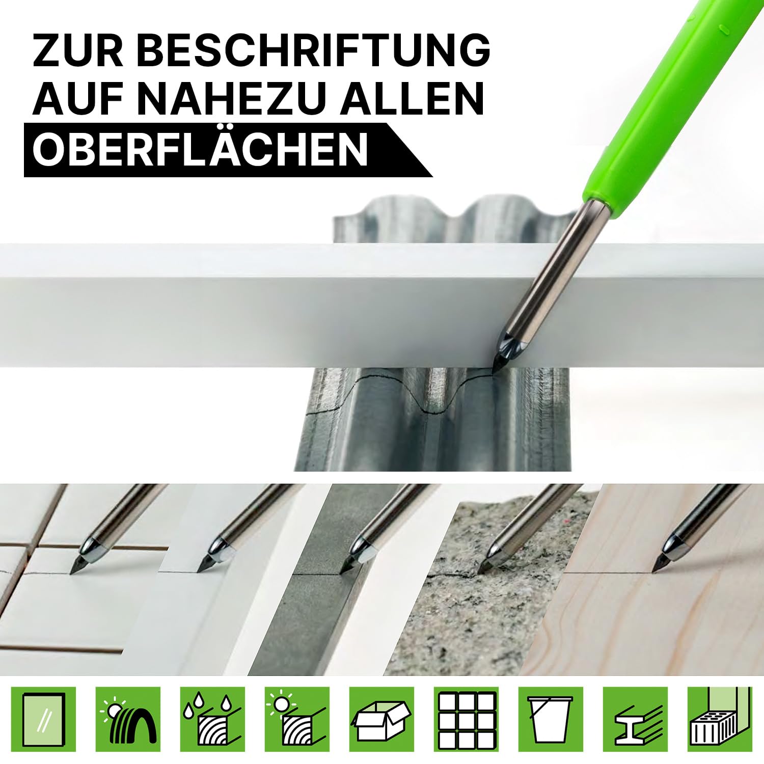 EXPERT DRY Lot de 10 marqueurs tout-en-un avec mine en graphite | Marqueur à trous profonds rechargeables avec mine automatique | Polyvalent sur bois, verre, métal | Crayon de charpentier avec