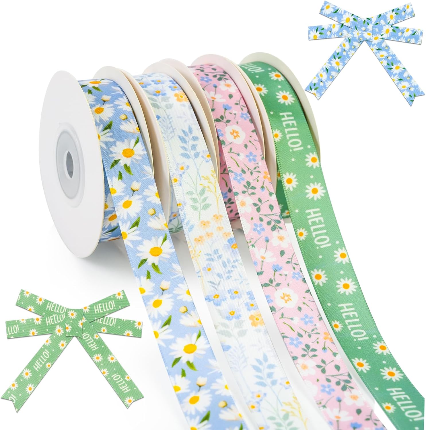 4 Rolls Soccer Ribbon 5/8 Inch 40 Yards Total, USA Canada Mexico Brazil Soccer Print Ribbon Sports Football Ribbons for Crafts Gift Wrapping Hair Cheer Accessories