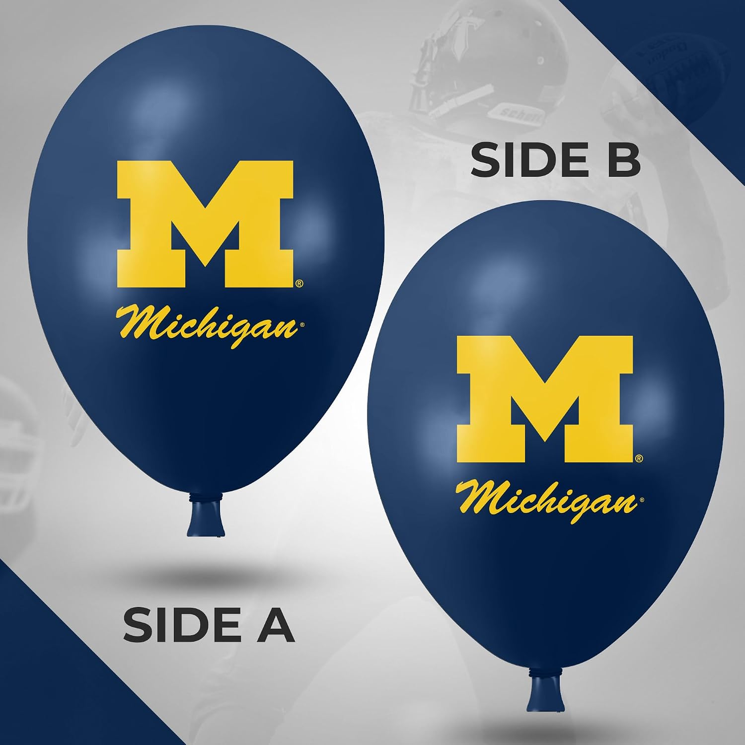 Michigan Wolverines Balloons 10 Pack 11" Official Licensed Logos, Helium Quality Latex Balloons, Perfect for College Football Team Celebration, Decorated Front and Back by Westrick image 2