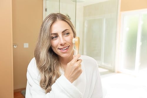 Miniatura 5 de GranNaturals Cepillo facial manual para cepillar en seco, cerdas rígidas de jabalí para exfoliación, promueve el drenaje linfático, limpieza