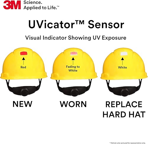 Vista 22 de 3M Hard Hat SecureFit H-700 Series - Casco de seguridad estilo gorra con sensor Uvicator, suspensión de trinquete de difusión de presión de 4 puntos
