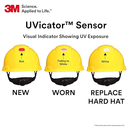 Vista 19 de 3M Hard Hat SecureFit H-713SFR-UV, casco de seguridad estilo gorra sin ventilación con sensor Uvicator, suspensión de trinquete de difusión