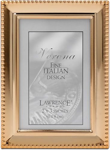 Lawrence Frames - 11723 Marco de fotos clásico con cuentas, 2.5 x 3.5, dorado