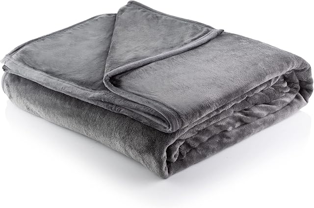Minky Super Soft Luxury Throw | Grey | 215 x 225cm | Machine Washable Blankets | Plush Lightweight Blankets for Sofa, Bed & Couch