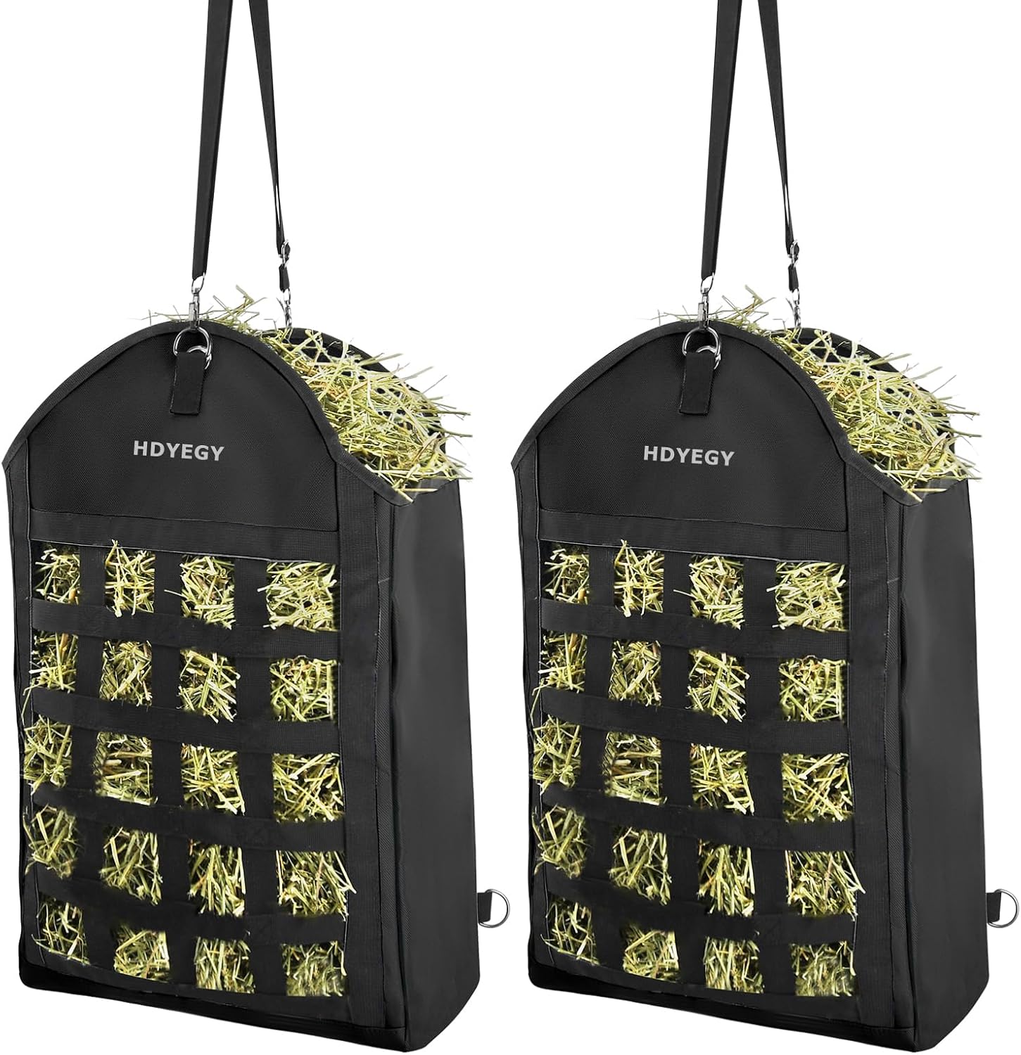 4 Pack Heavy Duty 1200D Slow Feeder Hay Bag with Large Opening for Horse, Goat, Donkeys, 13.78x7.45x18.1 Inch