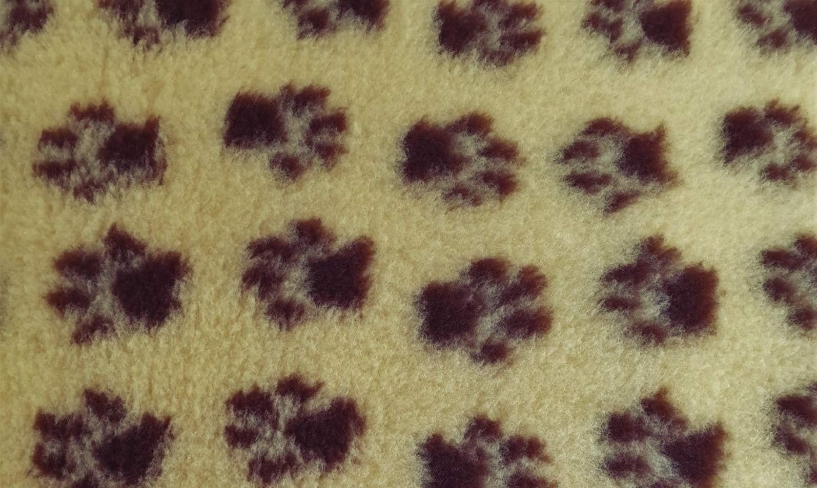 PnH Veterinary Bedding ® - NON SLIP - Rectangle 76cm x 50cm - Cream Paws - READY TO USE, SELVAGE EDGE REMOVED.