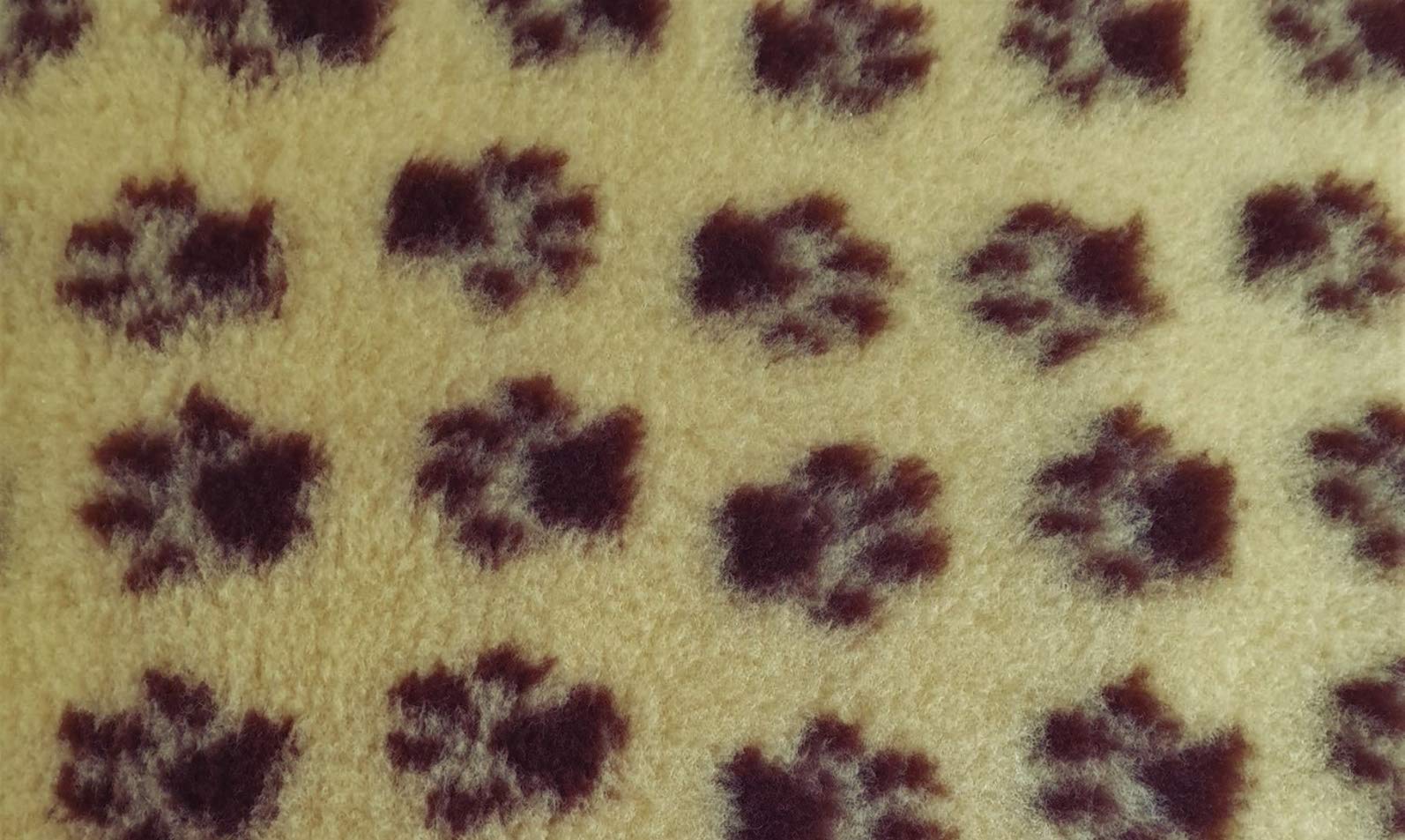 PnH Veterinary Bedding ® - NON SLIP - Rectangle 76cm x 50cm - Cream Paws - READY TO USE, SELVAGE EDGE REMOVED.