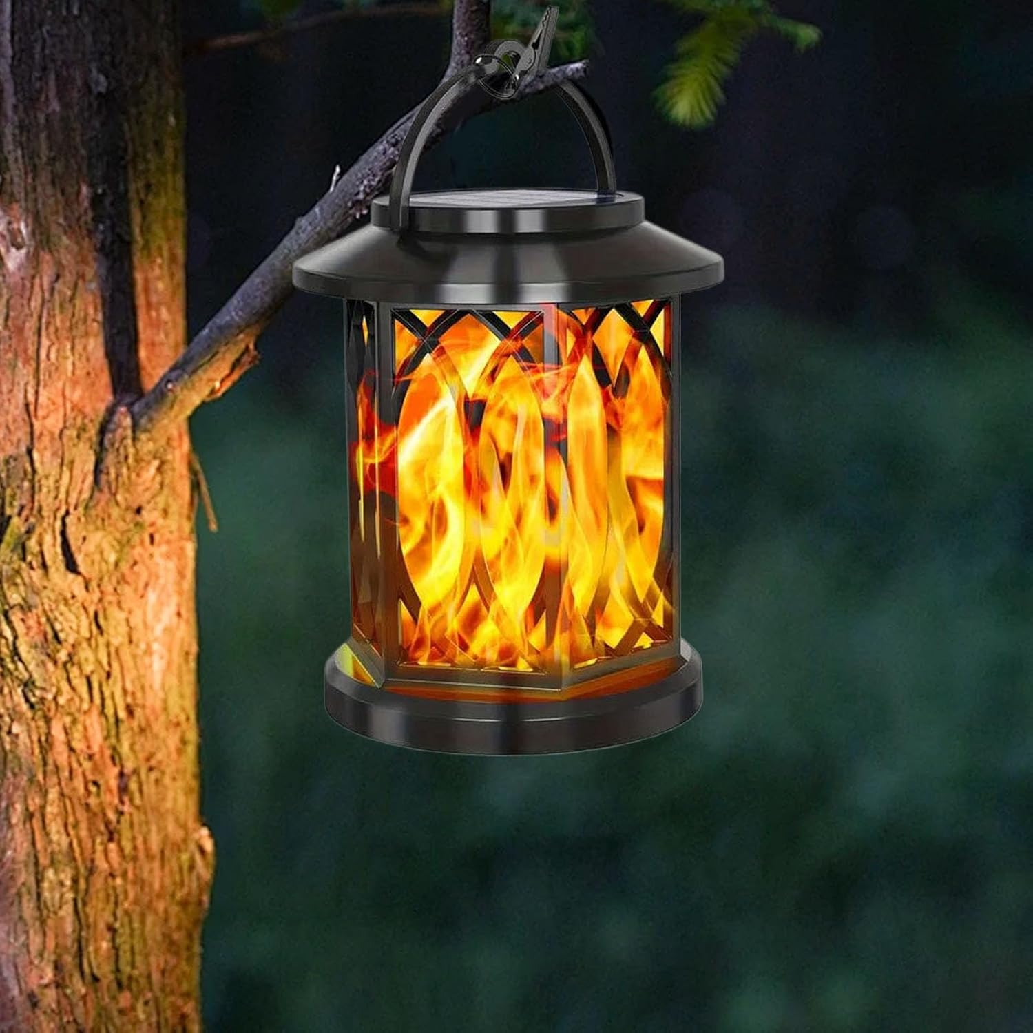 Solar Lantern - Flickering Flame Waterproof Decorative,Flickering Flame Solar Lamp Patio Lights - for Garden Yard Porch Deck Balcony Terrace Pathway Walkway Tree Landscape